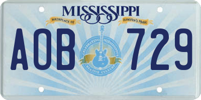 MS license plate AOB729