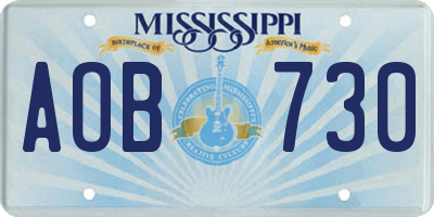 MS license plate AOB730