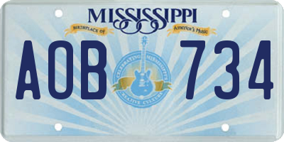 MS license plate AOB734