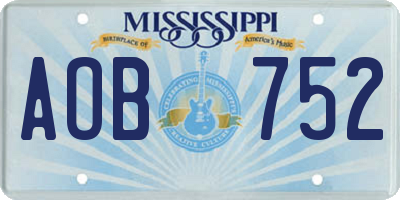 MS license plate AOB752