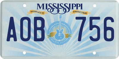 MS license plate AOB756