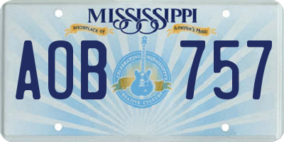MS license plate AOB757