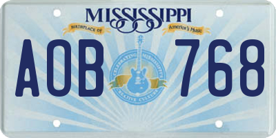 MS license plate AOB768