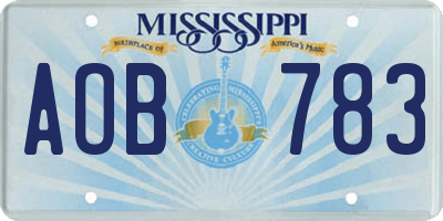 MS license plate AOB783