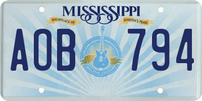 MS license plate AOB794