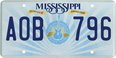 MS license plate AOB796