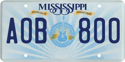 MS license plate AOB800