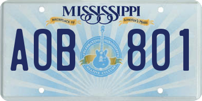 MS license plate AOB801