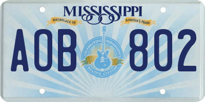 MS license plate AOB802