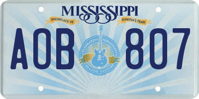 MS license plate AOB807