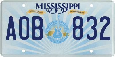 MS license plate AOB832