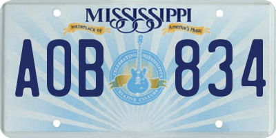 MS license plate AOB834