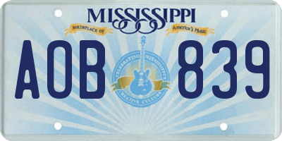MS license plate AOB839