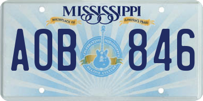 MS license plate AOB846