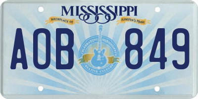 MS license plate AOB849