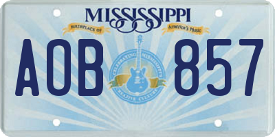 MS license plate AOB857