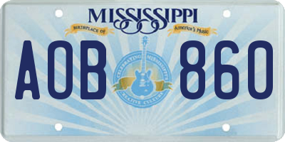 MS license plate AOB860