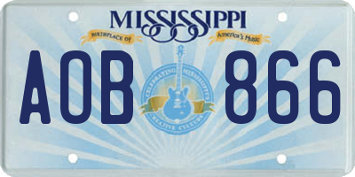 MS license plate AOB866