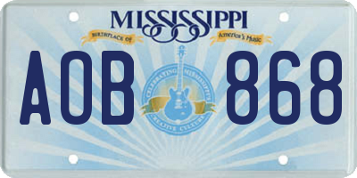 MS license plate AOB868