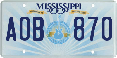 MS license plate AOB870