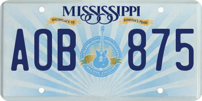 MS license plate AOB875