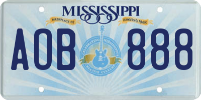 MS license plate AOB888