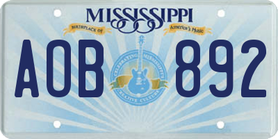 MS license plate AOB892