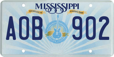 MS license plate AOB902