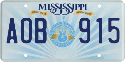 MS license plate AOB915