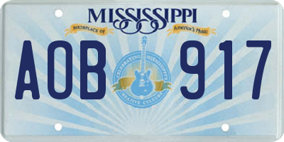 MS license plate AOB917