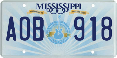 MS license plate AOB918