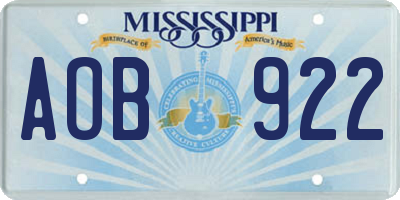MS license plate AOB922