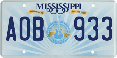 MS license plate AOB933