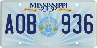 MS license plate AOB936