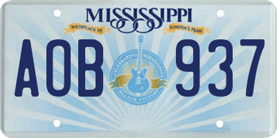 MS license plate AOB937