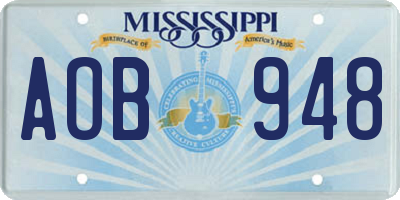 MS license plate AOB948