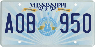MS license plate AOB950
