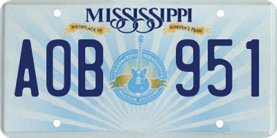 MS license plate AOB951