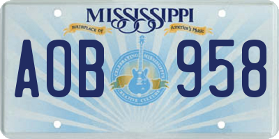 MS license plate AOB958