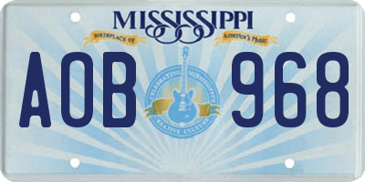 MS license plate AOB968