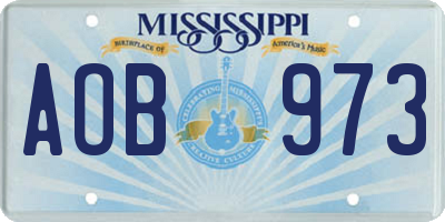 MS license plate AOB973