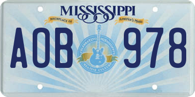 MS license plate AOB978