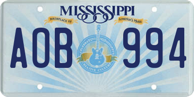MS license plate AOB994