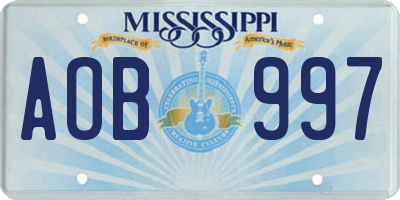 MS license plate AOB997