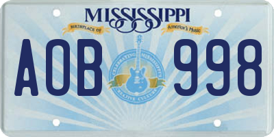 MS license plate AOB998
