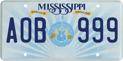 MS license plate AOB999