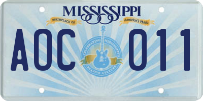 MS license plate AOC011