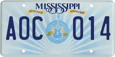 MS license plate AOC014