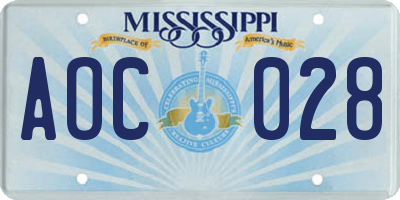 MS license plate AOC028