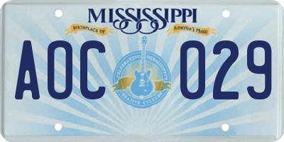 MS license plate AOC029